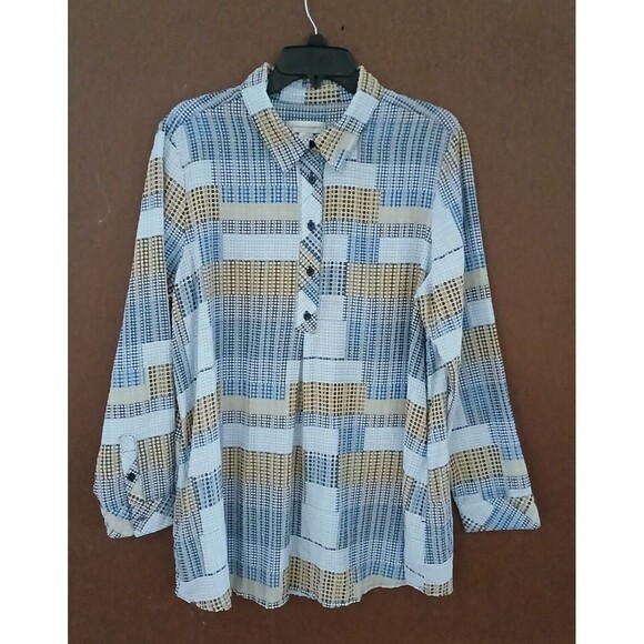 Christopher Banks Women's LARGE Square Checkered Pattern Country Cowgirl Blouse - Picture 1 of 7